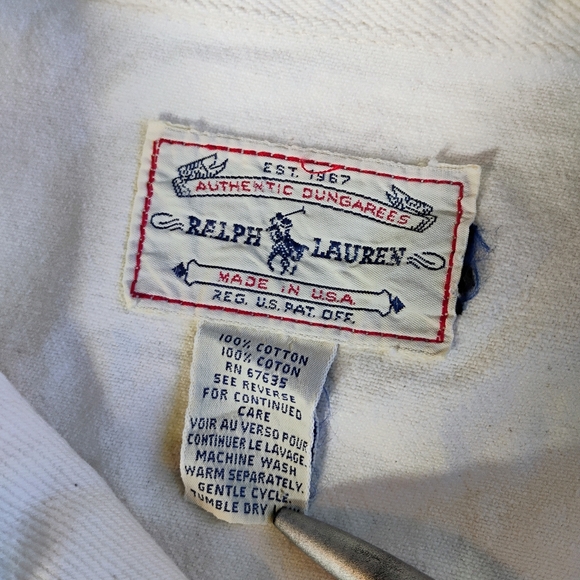 Vintage‎ Polo Ralph Lauren Denim Trucker Jacket White Medium Oversized Boxy - Picture 8 of 12